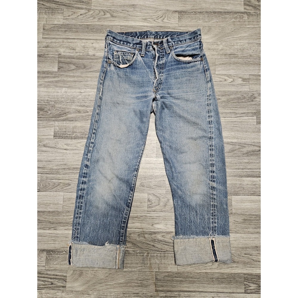 Vintage 60s Levis Big E 501 Zip Fly Selvedge Jeans 29X29 Made In USA